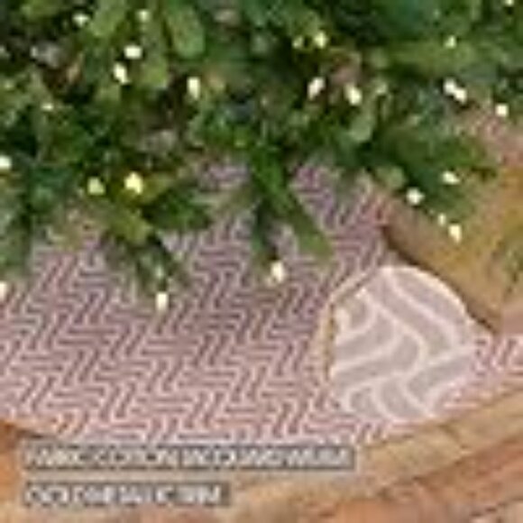 VHC Brands Magdalene 48” Christmas Tree Skirt – Rose Gold & White with Gold Trim - Picture 3 of 3